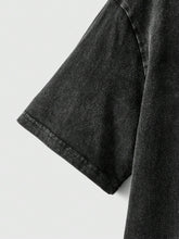 ROMWE Goth Round Neck Skull Printed Water-Washed Color Ladies' T-Shirt